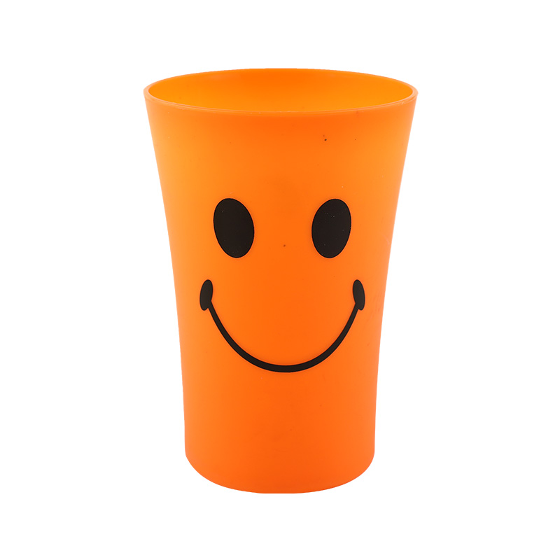 350ml Cheap Reusable Plastic Cup Plastic Tumbler With Big Mouth Smiling Face