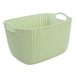 Multi-fonction 3 size flower pattern plastic rattan basket with handle