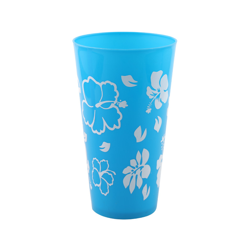 Promotional plastic water cup 600ml large cup OEM printing reusable juice cup